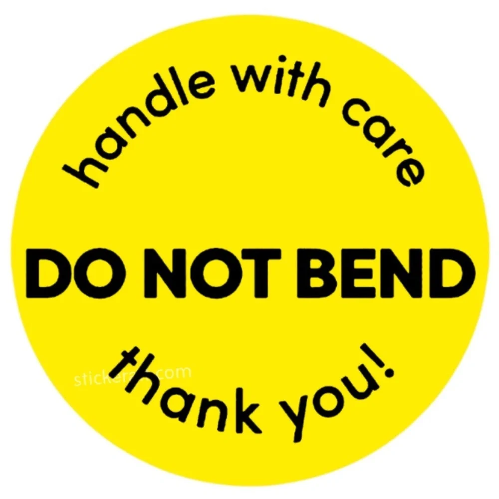 2” DO NOT BEND Orange Stickers - Handle With Care Shipping Labels